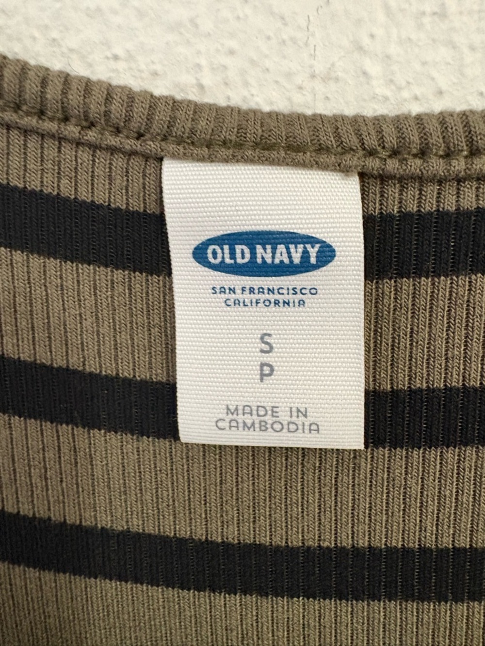 Old Navy Olive and Black Striped Ribbed Tee Dress - Picture 4 of 6